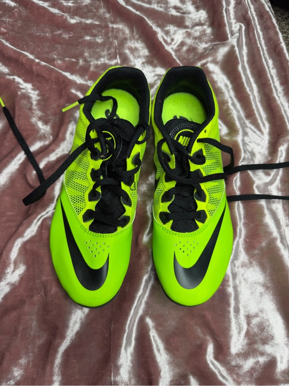 Nike zoom  Black and Neon Green Racing Spike Shoes women’s 7.5